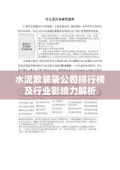 水泥散装袋公司排行榜及行业影响力解析