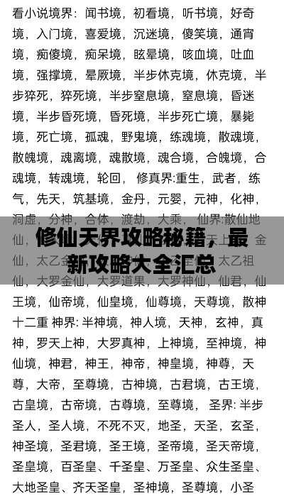 修仙天界攻略秘籍，最新攻略大全汇总