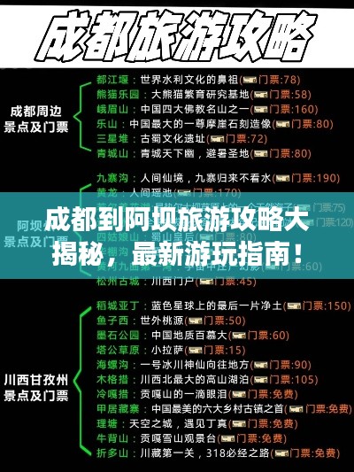 成都到阿坝旅游攻略大揭秘，最新游玩指南！