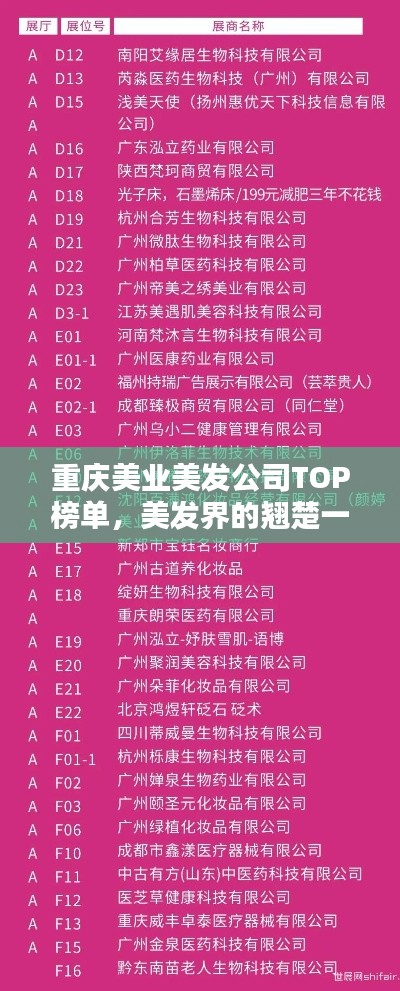 重庆美业美发公司TOP榜单，美发界的翘楚一网打尽！
