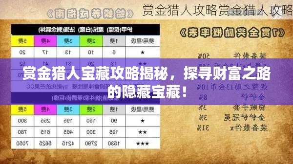 赏金猎人宝藏攻略揭秘，探寻财富之路的隐藏宝藏！