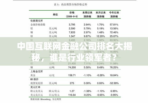 中国互联网金融公司排名大揭秘，谁是行业领军者？