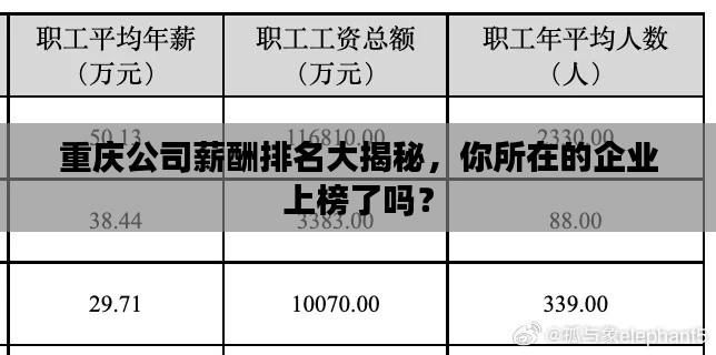 重庆公司薪酬排名大揭秘，你所在的企业上榜了吗？