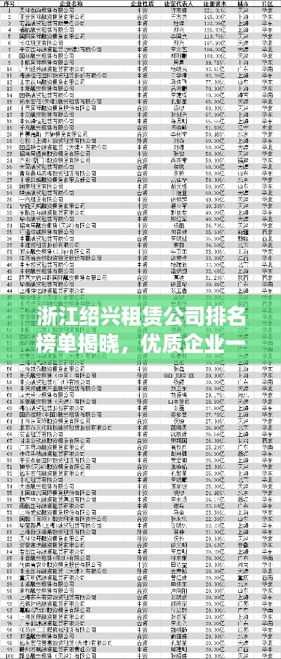 浙江绍兴租赁公司排名榜单揭晓，优质企业一览无余