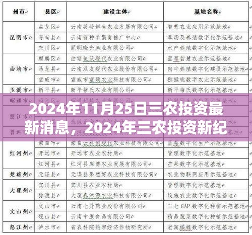 2024年三农投资最新动态，开启新纪元之门，探寻深远影响