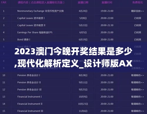 2023澳门今晚开奖结果是多少,现代化解析定义_设计师版AXY4.6