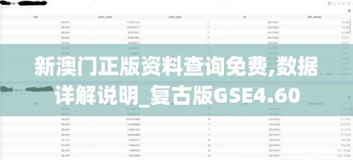 新澳门正版资料查询免费,数据详解说明_复古版GSE4.60