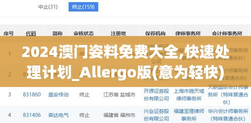 2024澳门姿料免费大全,快速处理计划_Allergo版(意为轻快)KBX8.59