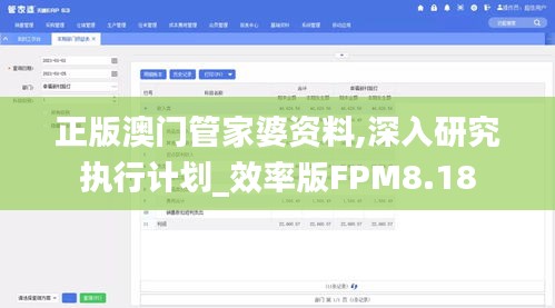 正版澳门管家婆资料,深入研究执行计划_效率版FPM8.18