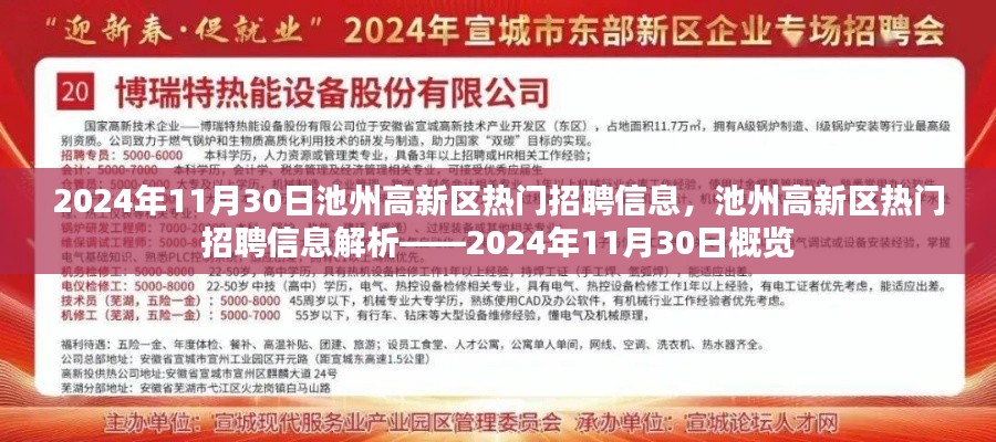 2024年11月30日池州高新区热门招聘信息概览