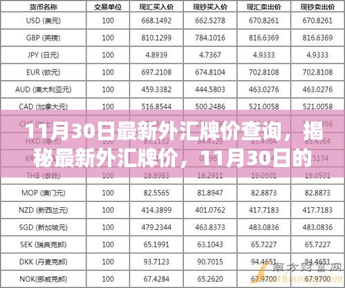 揭秘最新外汇牌价，全球金融市场风云录（11月30日最新更新）