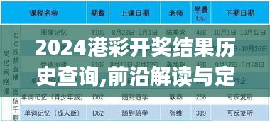 2024港彩开奖结果历史查询,前沿解读与定义_生活版HYS13.991