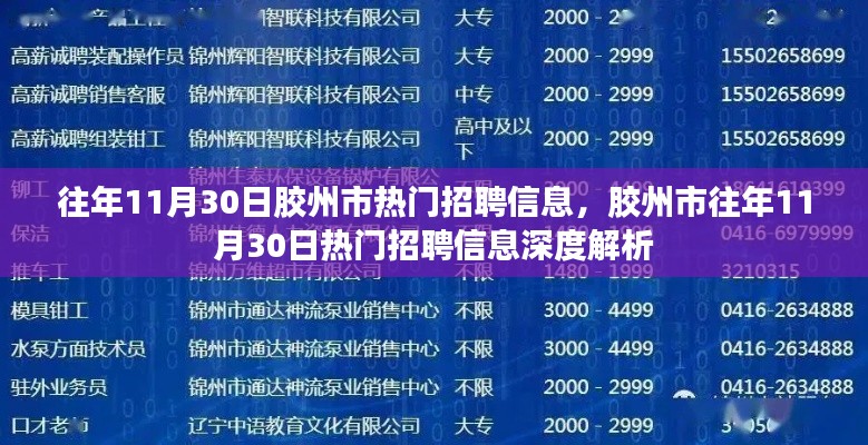 胶州市11月30日热门招聘信息深度解析与回顾