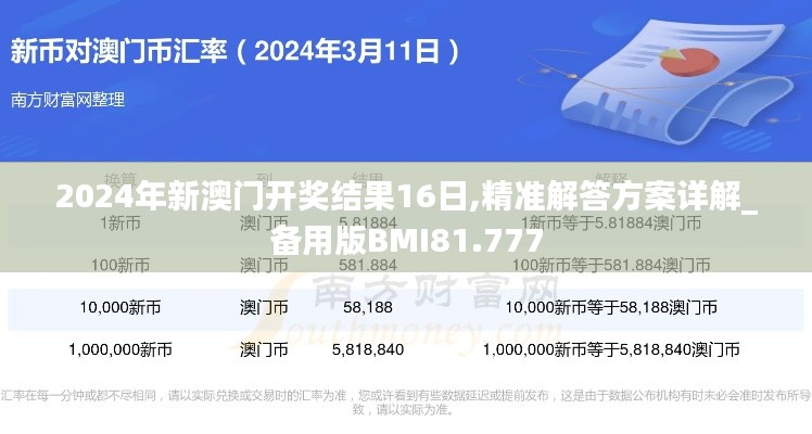 2024年新澳门开奖结果16日,精准解答方案详解_备用版BMI81.777