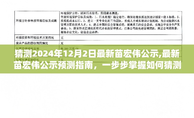 苗宏伟最新公示预测指南，揭秘如何猜测与准备迎接未来的公告（2024年12月2日版）