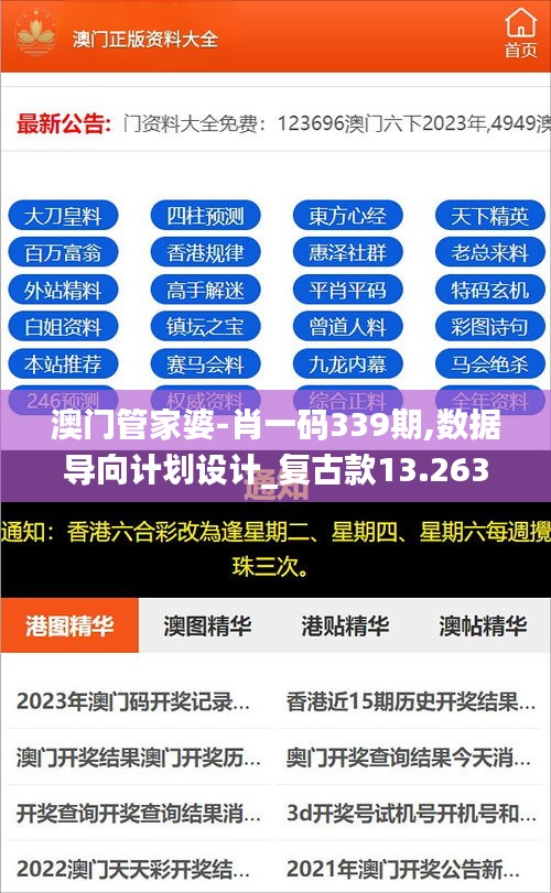 澳门管家婆-肖一码339期,数据导向计划设计_复古款13.263-1