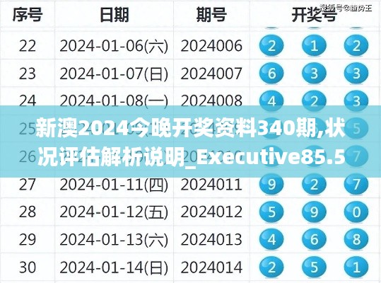 新澳2024今晚开奖资料340期,状况评估解析说明_Executive85.565-6