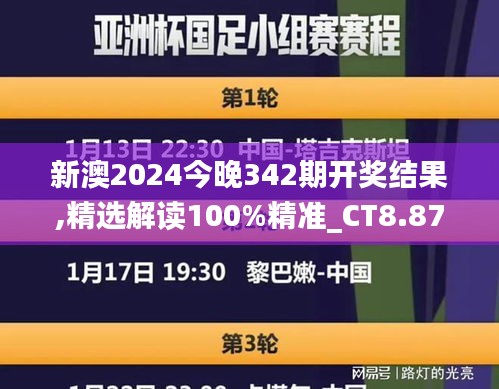 新澳2024今晚342期开奖结果,精选解读100%精准_CT8.872