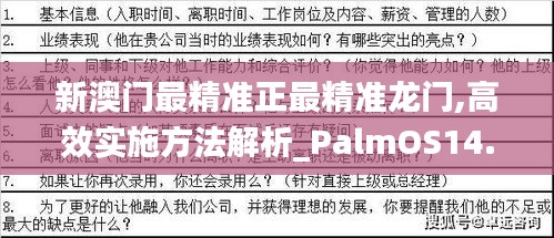 新澳门最精准正最精准龙门,高效实施方法解析_PalmOS14.467