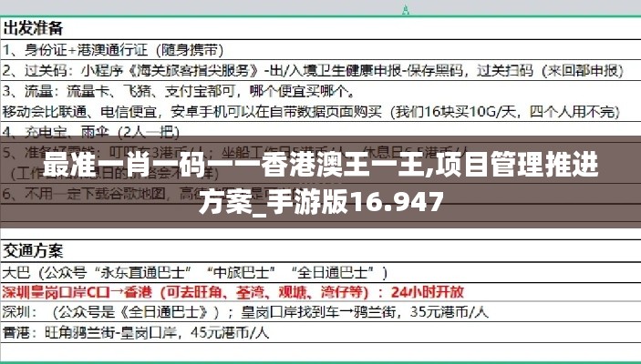 最准一肖一码一一香港澳王一王,项目管理推进方案_手游版16.947