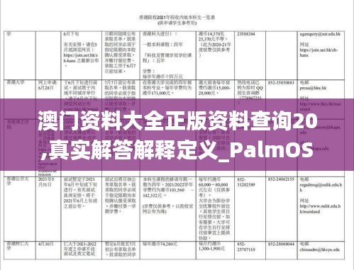 澳门资料大全正版资料查询20,真实解答解释定义_PalmOS1.514