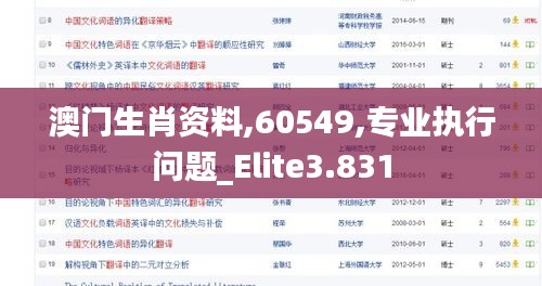 澳门生肖资料,60549,专业执行问题_Elite3.831