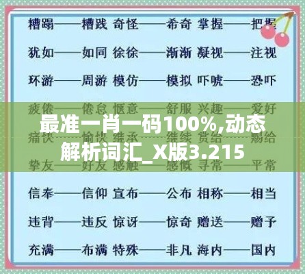 最准一肖一码100%,动态解析词汇_X版3.215