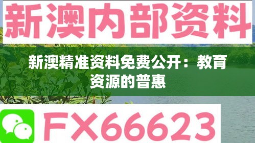 新澳精准资料免费公开：教育资源的普惠