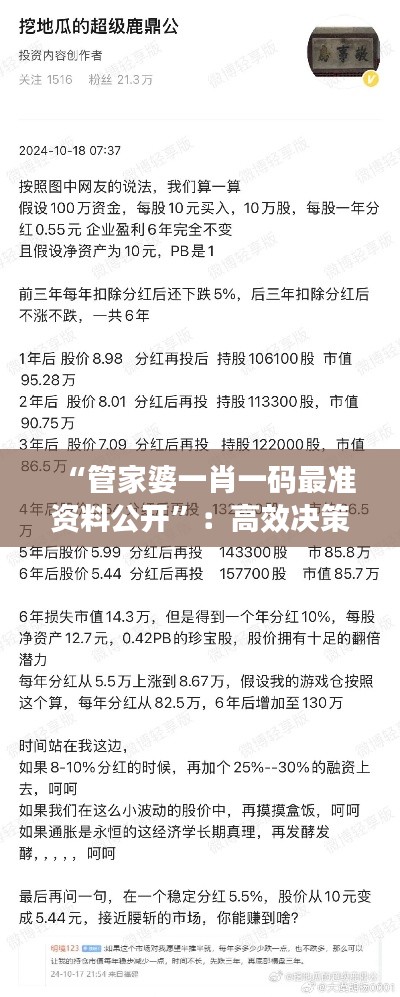 “管家婆一肖一码最准资料公开”：高效决策的新起点