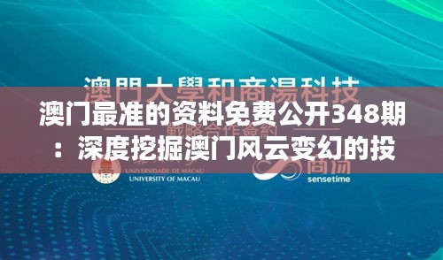 澳门最准的资料免费公开348期：深度挖掘澳门风云变幻的投资绝密