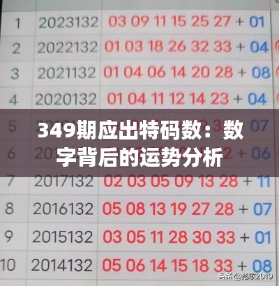 349期应出特码数：数字背后的运势分析