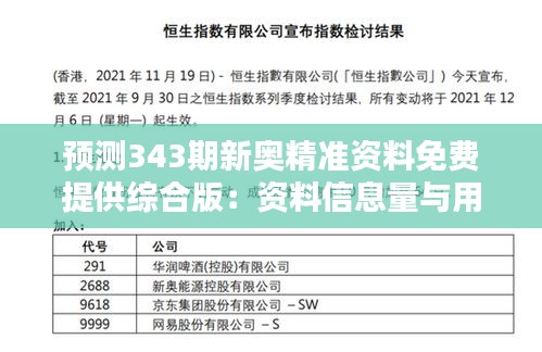 预测343期新奥精准资料免费提供综合版：资料信息量与用户决策的关联性