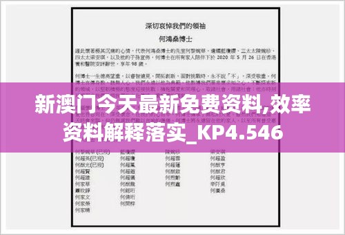 新澳门今天最新免费资料,效率资料解释落实_KP4.546