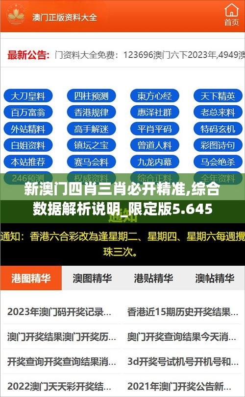 新澳门四肖三肖必开精准,综合数据解析说明_限定版5.645