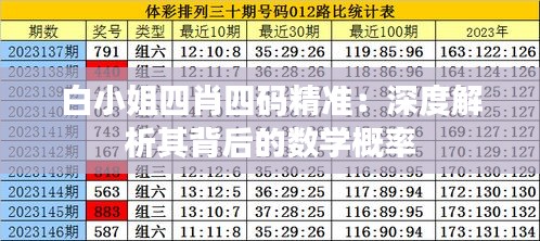 白小姐四肖四码精准：深度解析其背后的数学概率