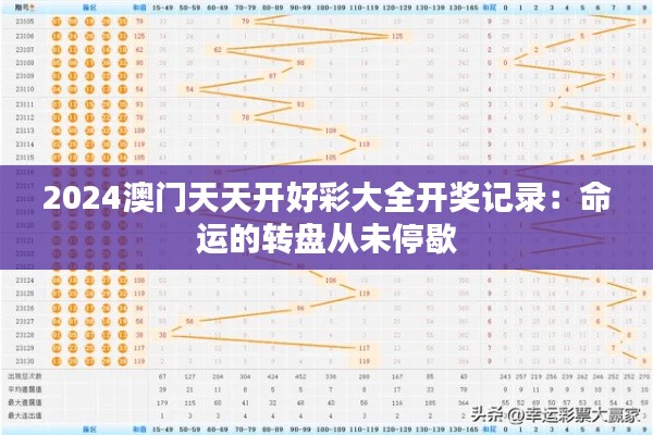 2024澳门天天开好彩大全开奖记录：命运的转盘从未停歇