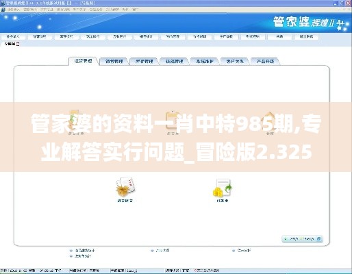 管家婆的资料一肖中特985期,专业解答实行问题_冒险版2.325