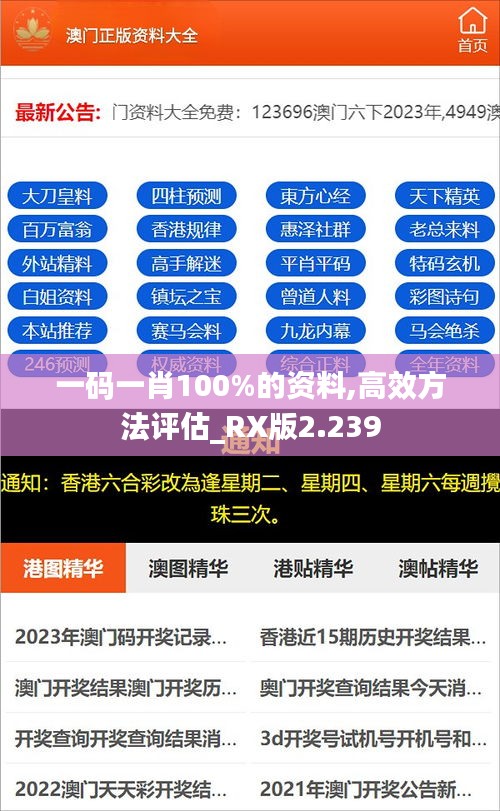 一码一肖100%的资料,高效方法评估_RX版2.239