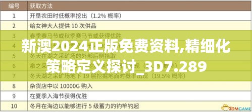 新澳2024正版免费资料,精细化策略定义探讨_3D7.289