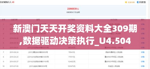 新澳门天天开奖资料大全309期,数据驱动决策执行_U4.504