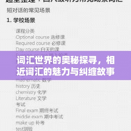 词汇世界的奥秘探寻，相近词汇的魅力与纠缠故事