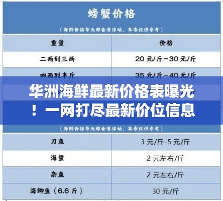 华洲海鲜最新价格表曝光！一网打尽最新价位信息