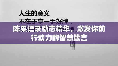 陈果语录励志精华，激发你前行动力的智慧箴言