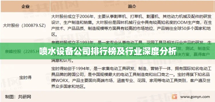 喷水设备公司排行榜及行业深度分析