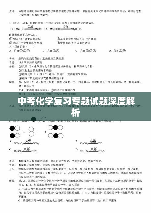 中考化学复习专题试题深度解析