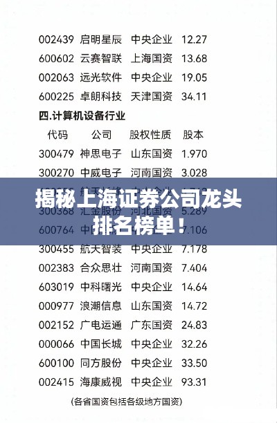 揭秘上海证券公司龙头排名榜单！