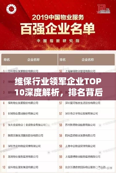 维保行业领军企业TOP10深度解析，排名背后的力量与启示